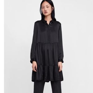 ZARA Collared Longsleeve Tiered Dress NWT